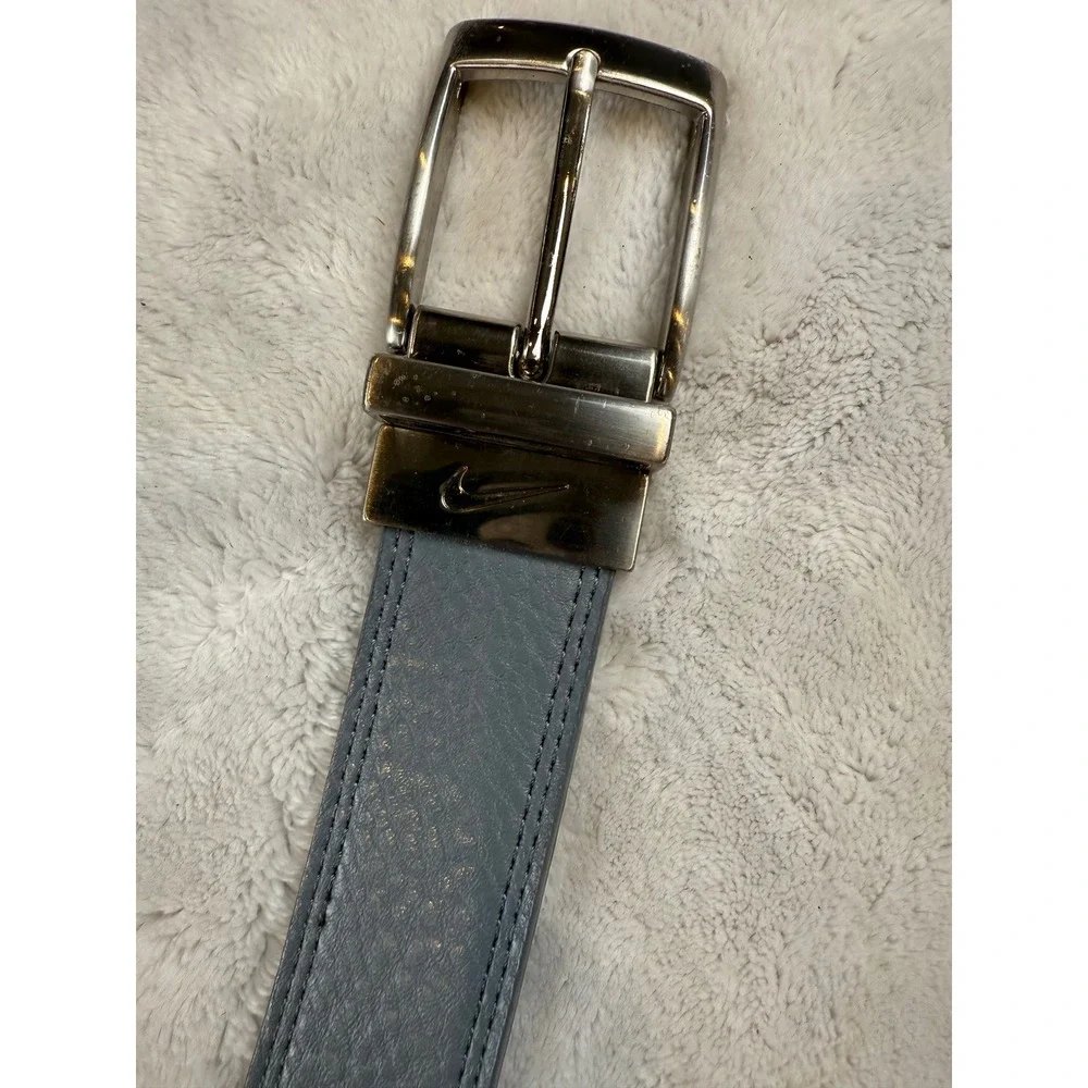 Nike Reversible Golf Belt Mens 40 Grey White‎ Silver Buckle DS5001-231